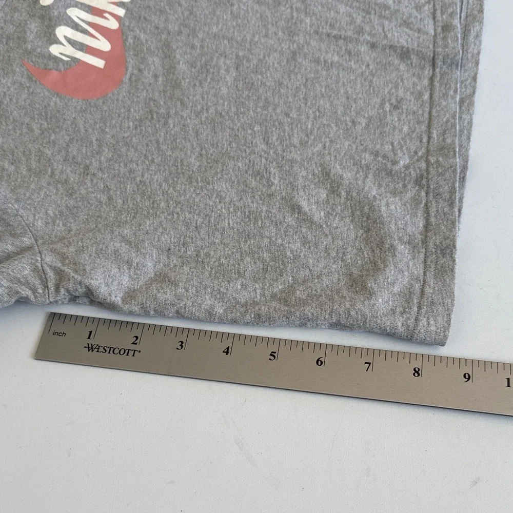 Nike Heather Gray Cropped Tee with Pink Logo Women’s Size M